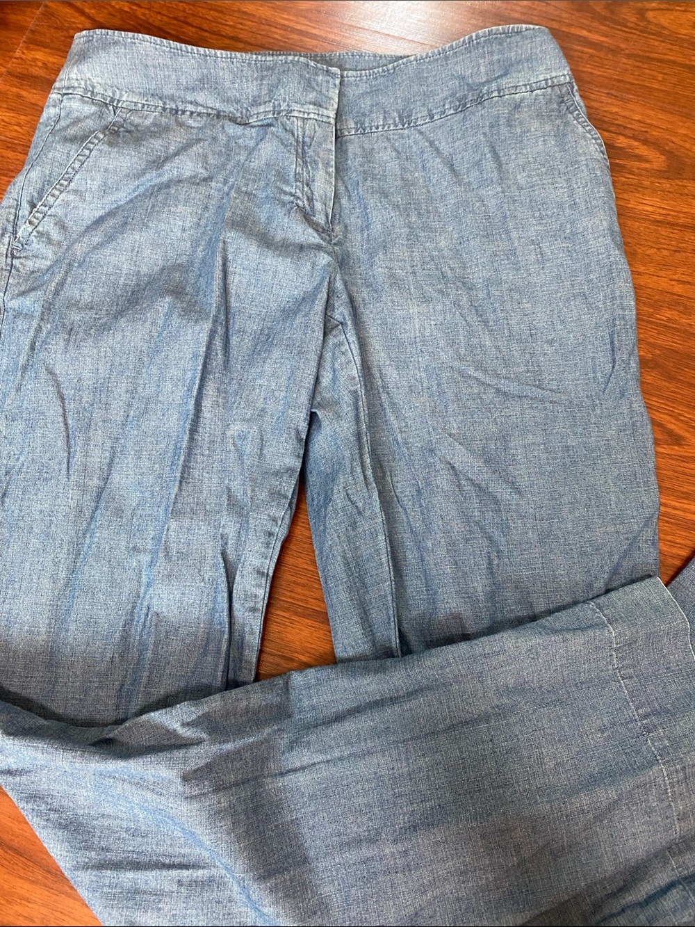 Kenneth Cole Light Blue Wide Leg Chambray Pants